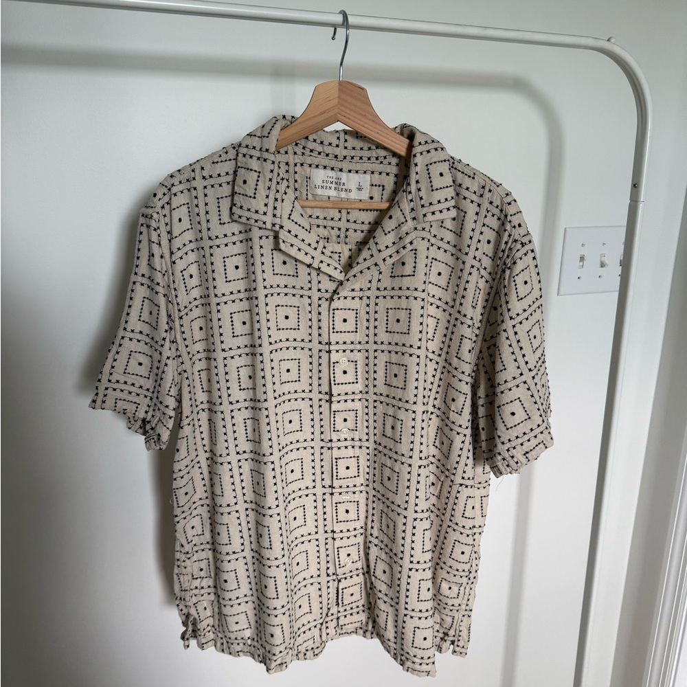 Men's Abercrombie & Fitch Beige Patterned linen blend Shirt